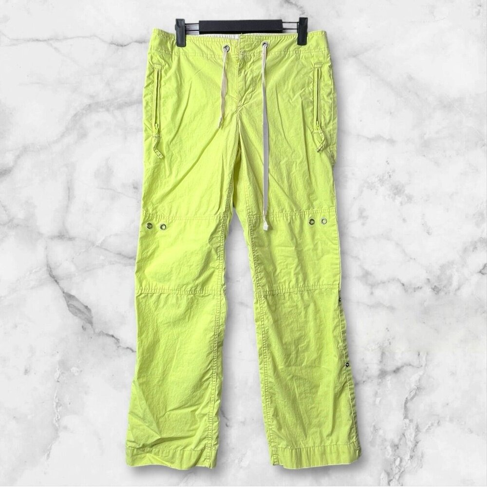 Gap Y2K Utility Pants Women’s 2 Neon Yellow Lightweight Convertible Length -2004